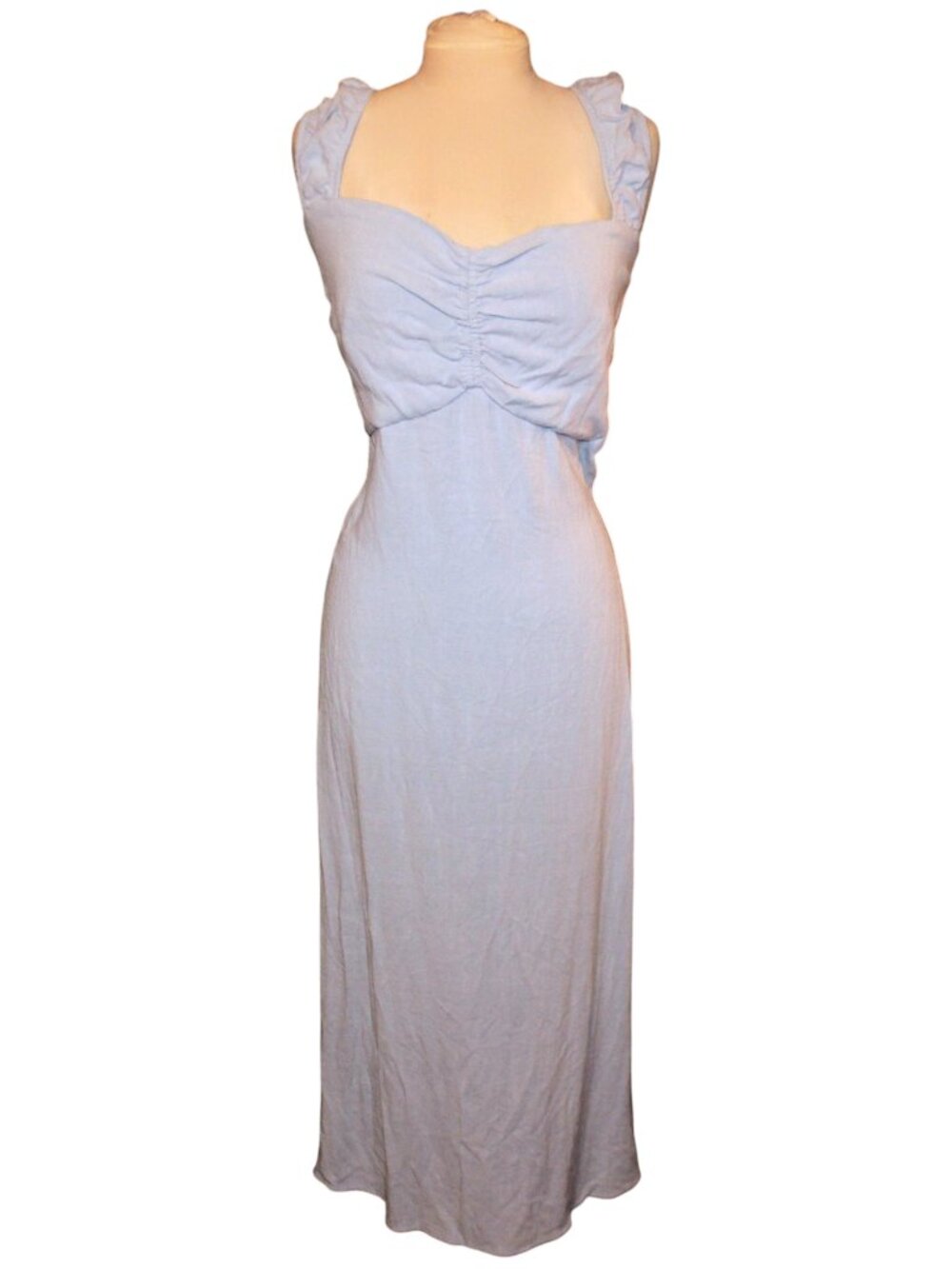 Torrid Chambray Maxi Dress 2X 18 20 NWT Ruched Cutout Smocked Mid Wash Blue